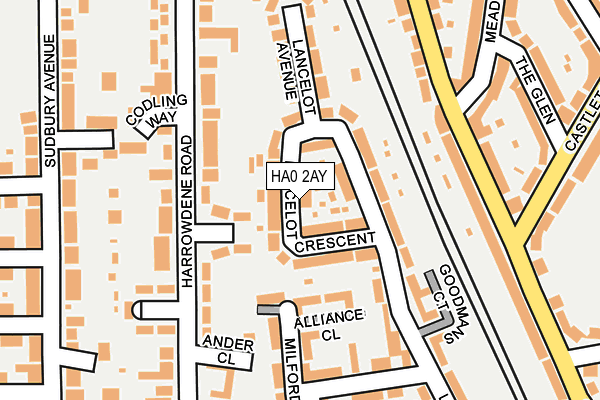 HA0 2AY map - OS OpenMap – Local (Ordnance Survey)