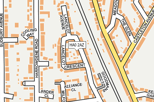 HA0 2AZ map - OS OpenMap – Local (Ordnance Survey)