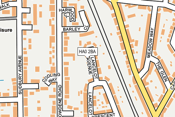 HA0 2BA map - OS OpenMap – Local (Ordnance Survey)