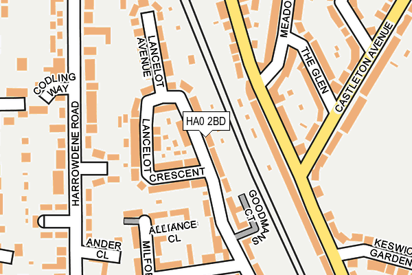 HA0 2BD map - OS OpenMap – Local (Ordnance Survey)