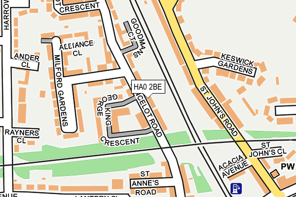 HA0 2BE map - OS OpenMap – Local (Ordnance Survey)