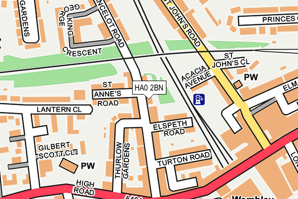 HA0 2BN map - OS OpenMap – Local (Ordnance Survey)