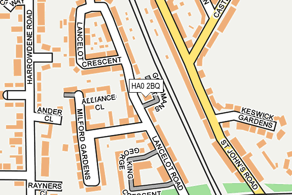 HA0 2BQ map - OS OpenMap – Local (Ordnance Survey)