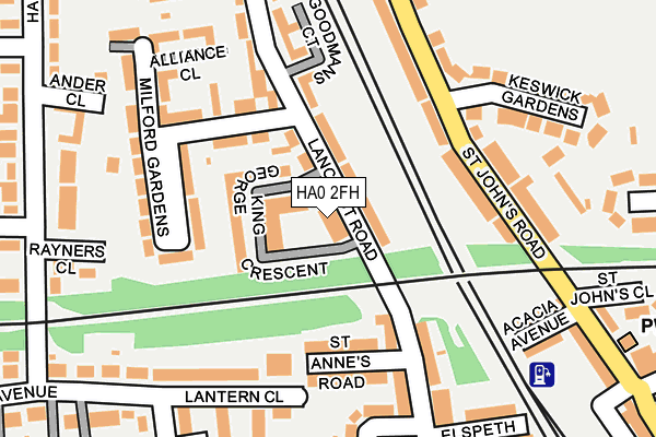 HA0 2FH map - OS OpenMap – Local (Ordnance Survey)