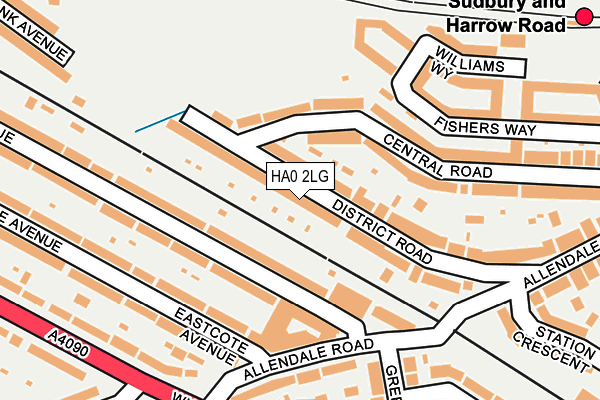 HA0 2LG map - OS OpenMap – Local (Ordnance Survey)