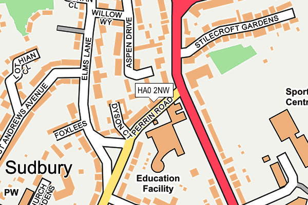 HA0 2NW map - OS OpenMap – Local (Ordnance Survey)