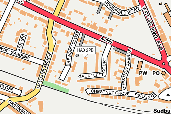 HA0 2PB map - OS OpenMap – Local (Ordnance Survey)