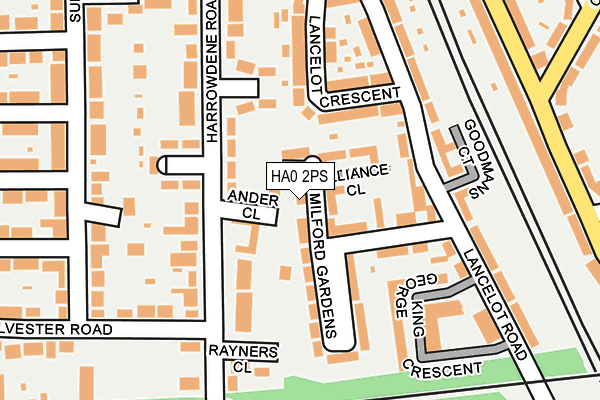 HA0 2PS map - OS OpenMap – Local (Ordnance Survey)