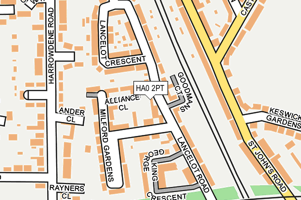 HA0 2PT map - OS OpenMap – Local (Ordnance Survey)