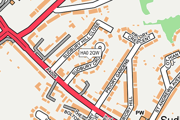 HA0 2QW map - OS OpenMap – Local (Ordnance Survey)