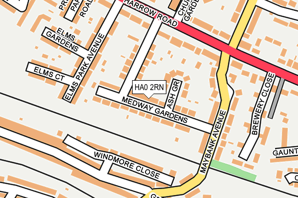 HA0 2RN map - OS OpenMap – Local (Ordnance Survey)