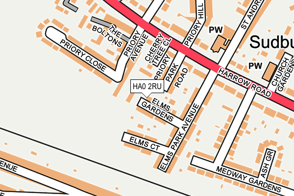 HA0 2RU map - OS OpenMap – Local (Ordnance Survey)