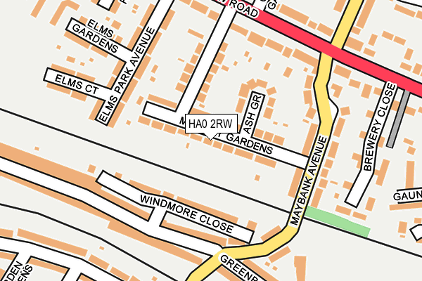 HA0 2RW map - OS OpenMap – Local (Ordnance Survey)