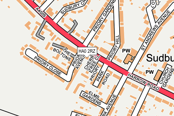 HA0 2RZ map - OS OpenMap – Local (Ordnance Survey)