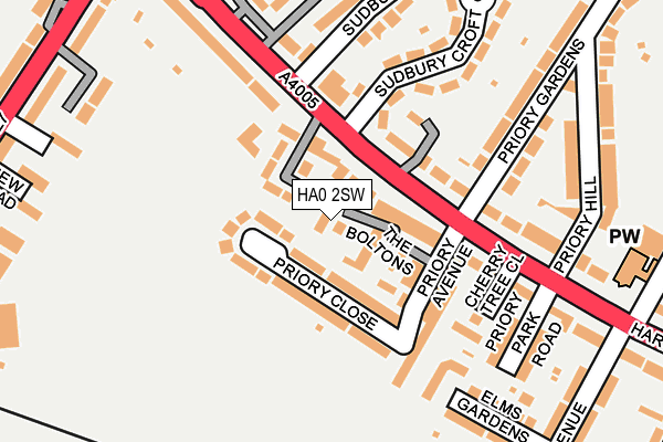 HA0 2SW map - OS OpenMap – Local (Ordnance Survey)