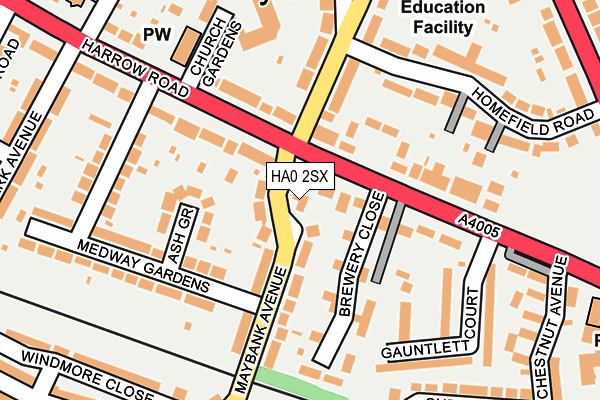 HA0 2SX map - OS OpenMap – Local (Ordnance Survey)