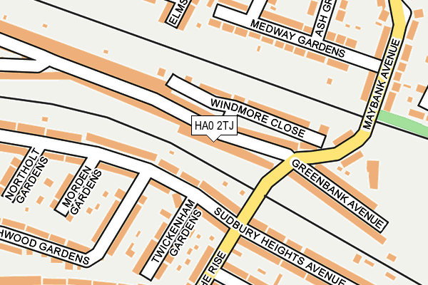 HA0 2TJ map - OS OpenMap – Local (Ordnance Survey)