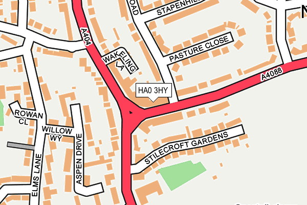 HA0 3HY map - OS OpenMap – Local (Ordnance Survey)