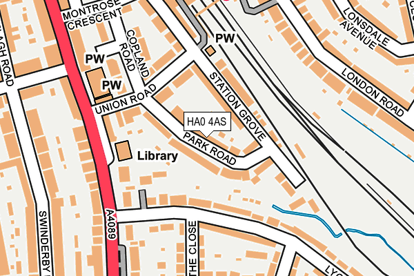 HA0 4AS map - OS OpenMap – Local (Ordnance Survey)