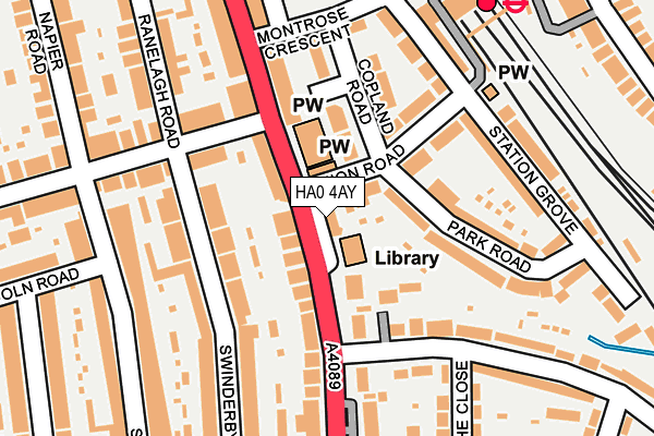 HA0 4AY map - OS OpenMap – Local (Ordnance Survey)