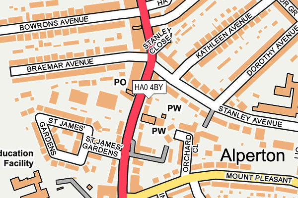 HA0 4BY map - OS OpenMap – Local (Ordnance Survey)
