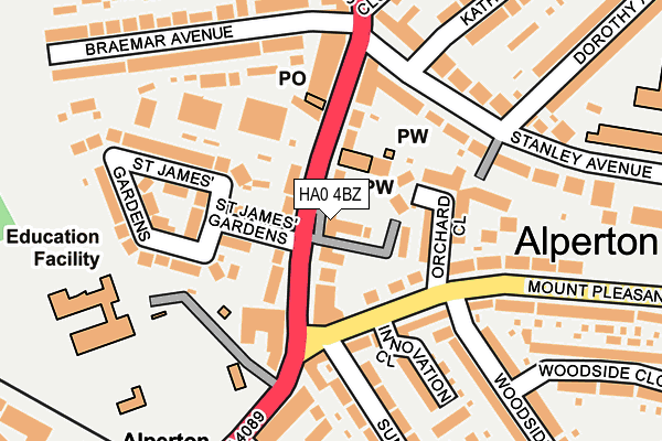 HA0 4BZ map - OS OpenMap – Local (Ordnance Survey)