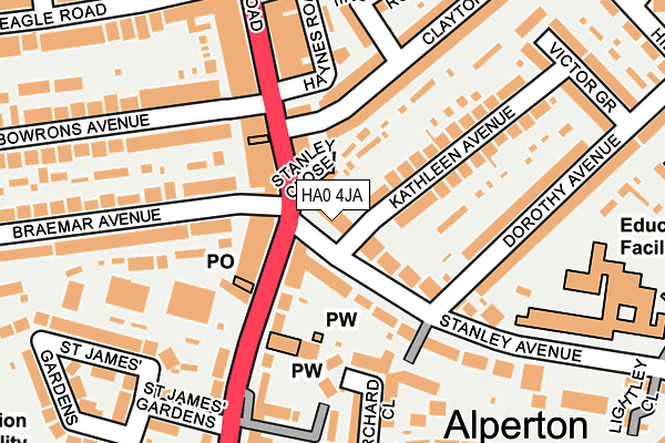 HA0 4JA map - OS OpenMap – Local (Ordnance Survey)