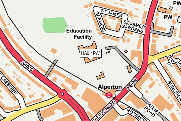 HA0 4PW map - OS OpenMap – Local (Ordnance Survey)