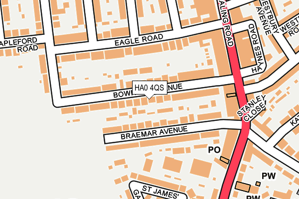 HA0 4QS map - OS OpenMap – Local (Ordnance Survey)