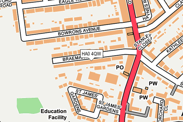 HA0 4QW map - OS OpenMap – Local (Ordnance Survey)