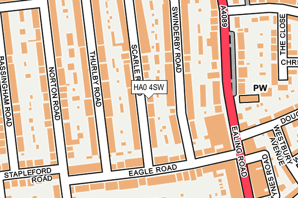 HA0 4SW map - OS OpenMap – Local (Ordnance Survey)
