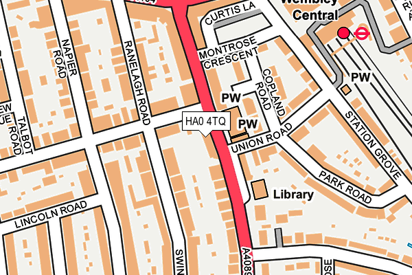 HA0 4TQ map - OS OpenMap – Local (Ordnance Survey)