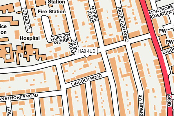 HA0 4UD map - OS OpenMap – Local (Ordnance Survey)