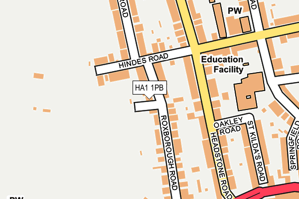 HA1 1PB map - OS OpenMap – Local (Ordnance Survey)