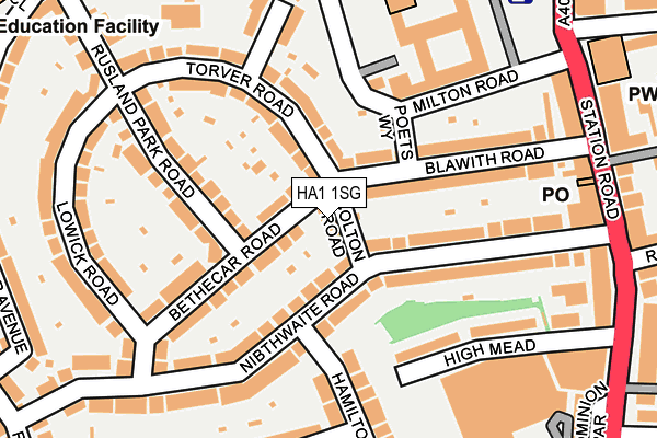 HA1 1SG map - OS OpenMap – Local (Ordnance Survey)