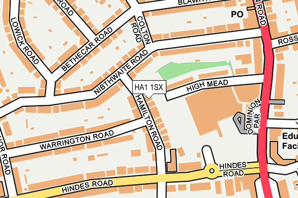 HA1 1SX map - OS OpenMap – Local (Ordnance Survey)