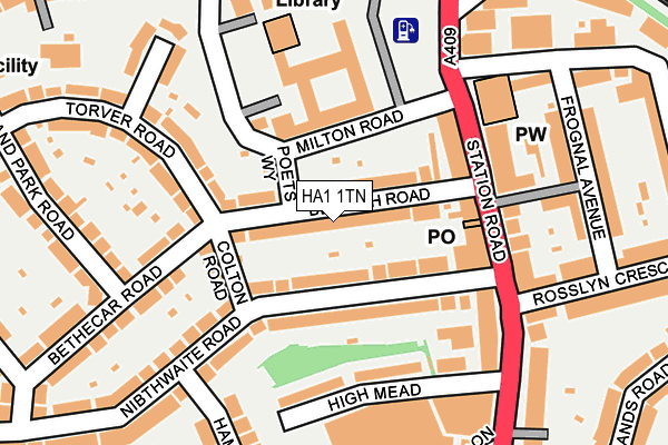HA1 1TN map - OS OpenMap – Local (Ordnance Survey)