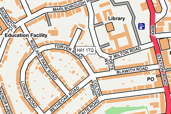 HA1 1TQ map - OS OpenMap – Local (Ordnance Survey)