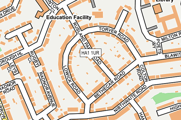HA1 1UR map - OS OpenMap – Local (Ordnance Survey)