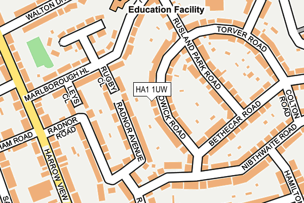 HA1 1UW map - OS OpenMap – Local (Ordnance Survey)