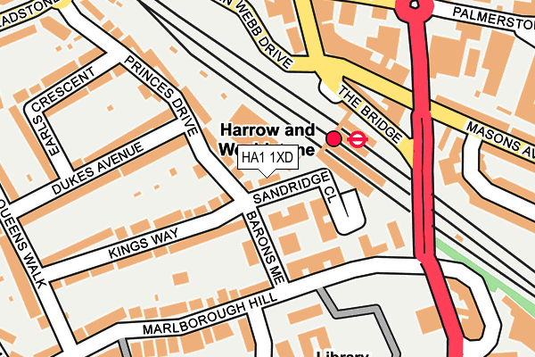 HA1 1XD map - OS OpenMap – Local (Ordnance Survey)