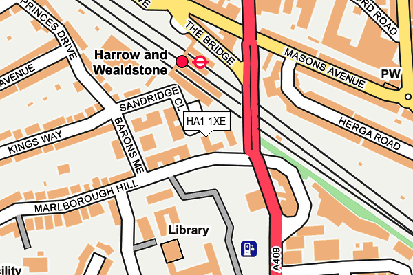 HA1 1XE map - OS OpenMap – Local (Ordnance Survey)