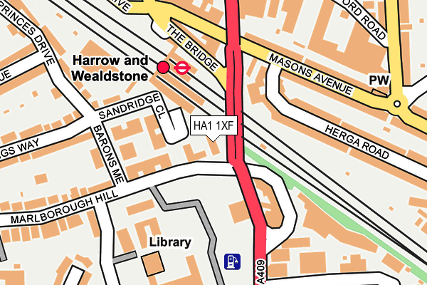 HA1 1XF map - OS OpenMap – Local (Ordnance Survey)
