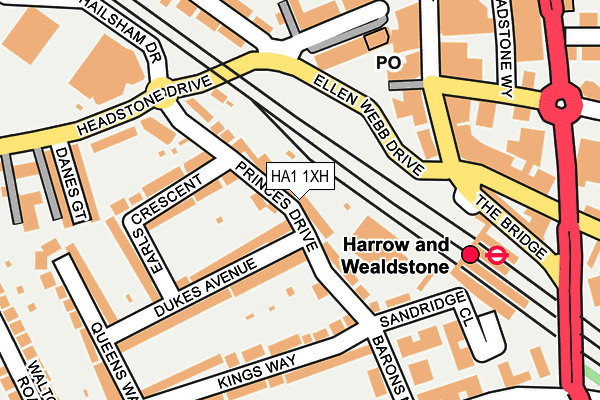 HA1 1XH map - OS OpenMap – Local (Ordnance Survey)