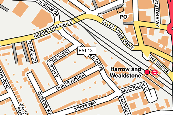 HA1 1XJ map - OS OpenMap – Local (Ordnance Survey)