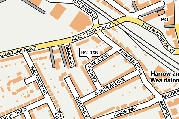 HA1 1XN map - OS OpenMap – Local (Ordnance Survey)