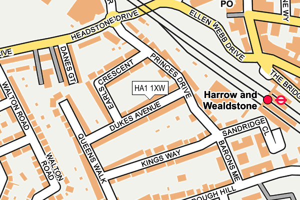 HA1 1XW map - OS OpenMap – Local (Ordnance Survey)