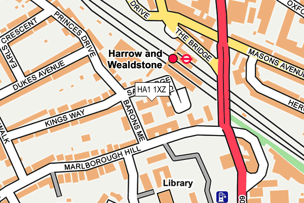 HA1 1XZ map - OS OpenMap – Local (Ordnance Survey)