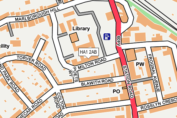 HA1 2AB map - OS OpenMap – Local (Ordnance Survey)