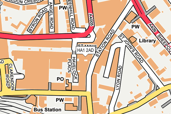 HA1 2AD map - OS OpenMap – Local (Ordnance Survey)